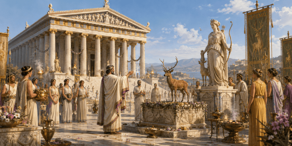 Sacrificial ritual at the Temple of Artemis